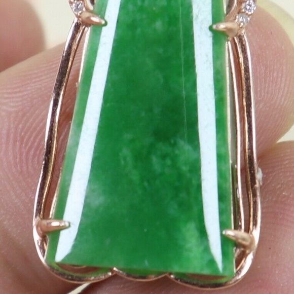Certified Green 100% Natural A JADE jadeite 925 Silver Pendant - Picture 2 of 7